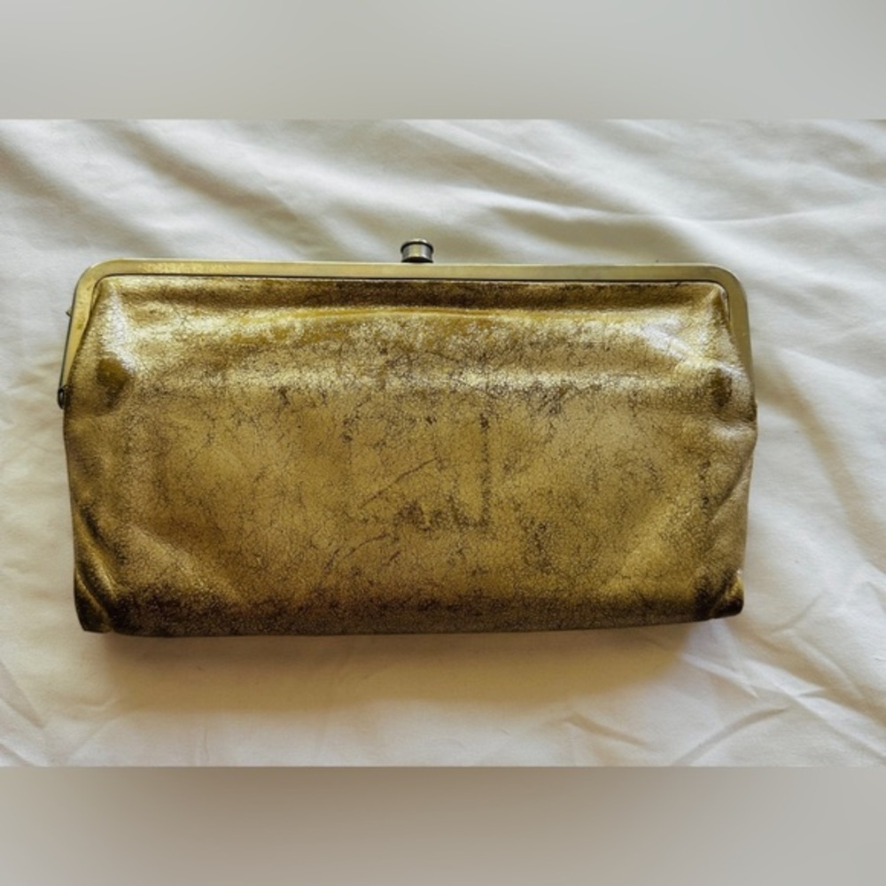 HOBO Metallic Gold Leather Clutch Wallet